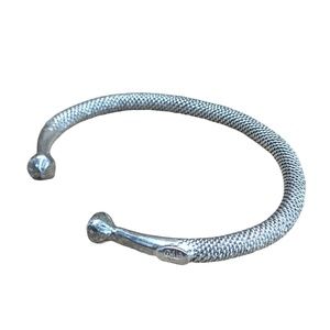 GAS Bijoux Men’ Textured Silver Adjustable Cuff Bracelet